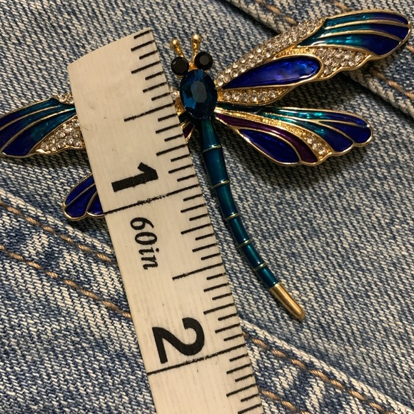 Blue Green dragonfly brooch pin New - Picture 6 of 8
